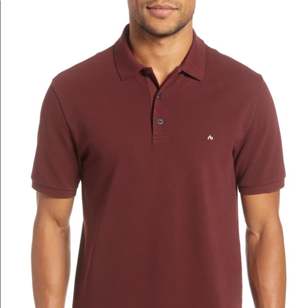 Rag & Bone Pique Polo Merlot